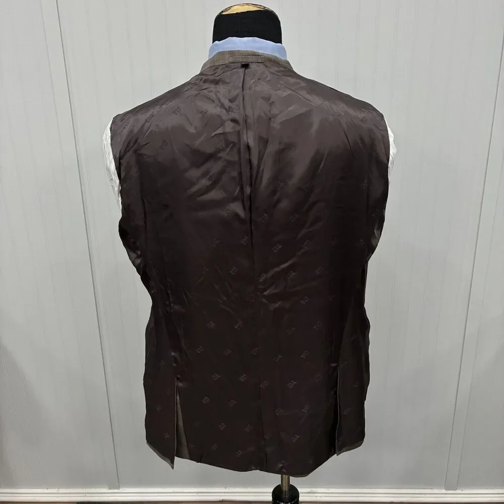 Jos. A. Bank Reserve 48R - W43 x L30 Brown Glen Check  Wool 2-Piece Suit